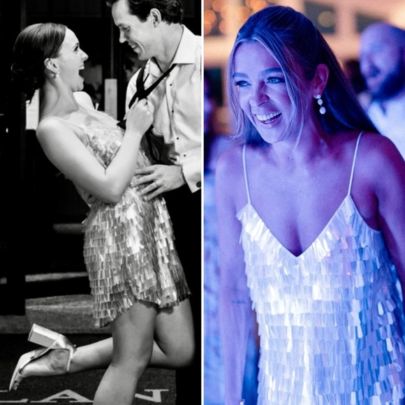 BHLDN Taylor V-neck Iridescent Sequined Mini Dress 6 M Bridal, Wedding, Swiftie - Picture 2 of 12